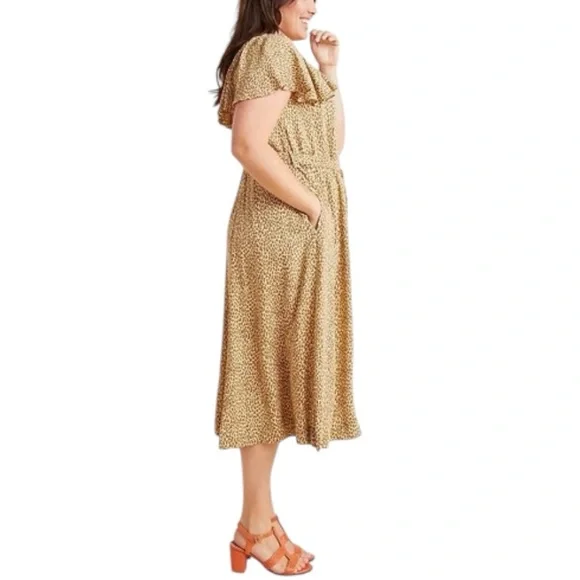 Anthropologie Bolano Leopard Print Button Front Midi Dress - Neutral - Size 18 W - Picture 7 of 16